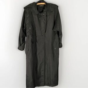 Vintage Long Black Trench‎ Coat Women’s Sz 22 Heritage Relaxed Fit Oversized